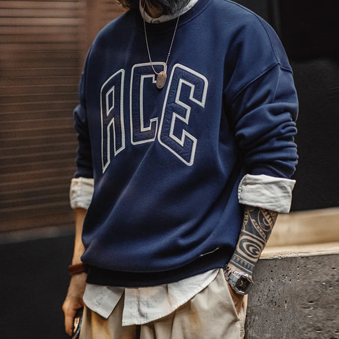Casual Letter Embroidery Hoodie – Fleece Lined Collegiate Style Warm Sweatshirt